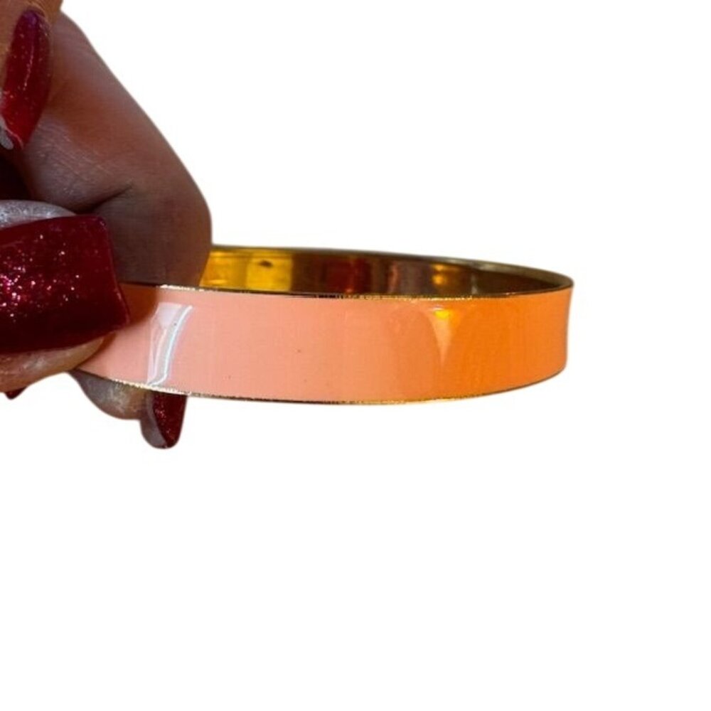 Vintage Gold & Peach Enamel Bangle Bracelet